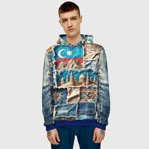 Мужская толстовка Пэчворк джинсы в Азербайджане / 3D-Синий – фото 3