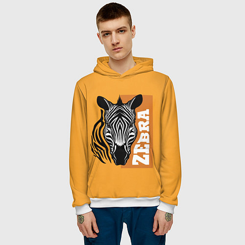 Мужская толстовка Zebra head / 3D-Белый – фото 3