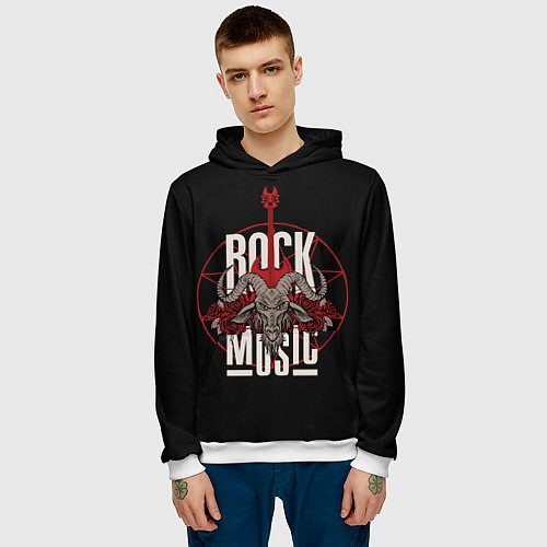 Мужская толстовка Рок музыка - тяжёлый рок / 3D-Белый – фото 3