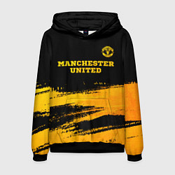 Толстовка-худи мужская Manchester United - gold gradient посередине, цвет: 3D-черный