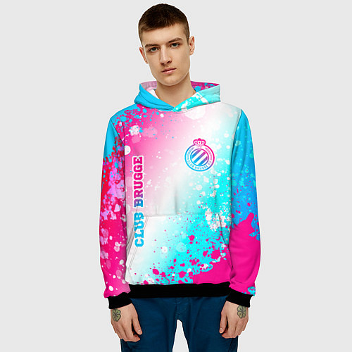 Мужская толстовка Club Brugge neon gradient style вертикально / 3D-Черный – фото 3