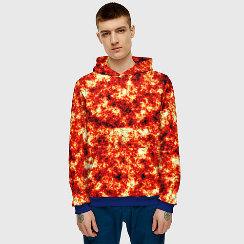 Мужская толстовка Vulcan lava texture / 3D-Синий – фото 3