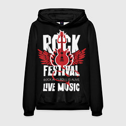 Толстовка-худи мужская Rock festival - live music, цвет: 3D-черный