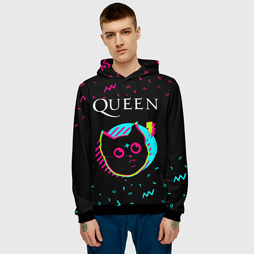 Мужская толстовка Queen - rock star cat / 3D-Черный – фото 3