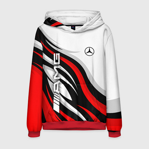Мужская толстовка Mercedes benz AMG - белый с красным / 3D-Красный – фото 1