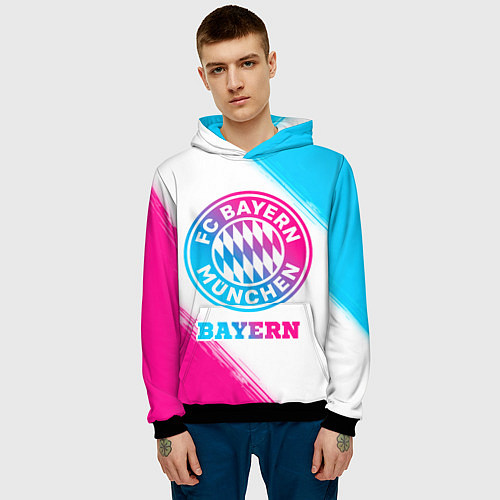 Мужская толстовка Bayern neon gradient style / 3D-Черный – фото 3