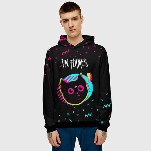 Мужская толстовка In Flames - rock star cat / 3D-Черный – фото 3
