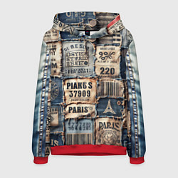 Толстовка-худи мужская Пэчворк джинсы из Парижа, цвет: 3D-красный