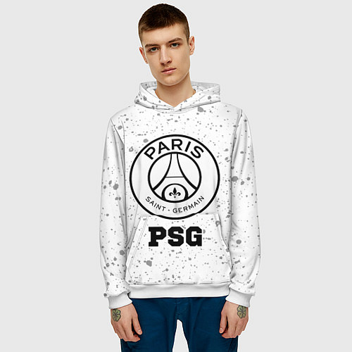 Мужская толстовка PSG sport на светлом фоне / 3D-Белый – фото 3