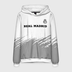 Толстовка-худи мужская Real Madrid sport на светлом фоне посередине, цвет: 3D-белый