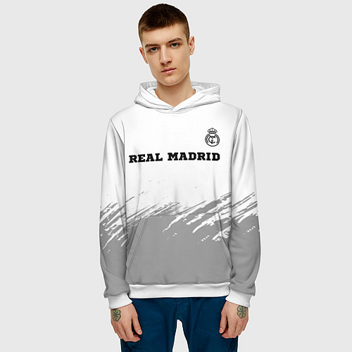 Мужская толстовка Real Madrid sport на светлом фоне посередине / 3D-Белый – фото 3