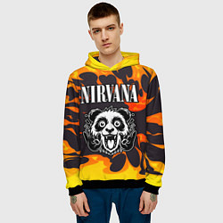 Толстовка-худи мужская Nirvana рок панда и огонь, цвет: 3D-черный — фото 2