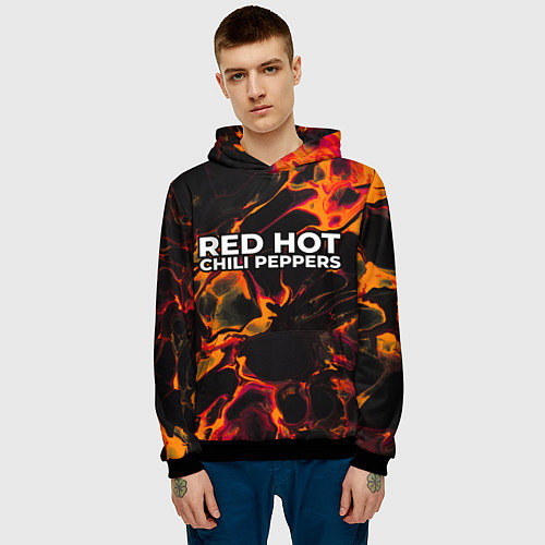 Мужская толстовка Red Hot Chili Peppers red lava / 3D-Черный – фото 3