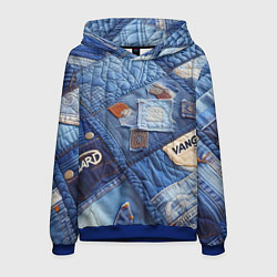 Толстовка-худи мужская Vanguard jeans patchwork - ai art, цвет: 3D-синий