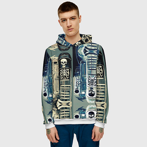 Мужская толстовка Психоделика с черепами / 3D-Белый – фото 3