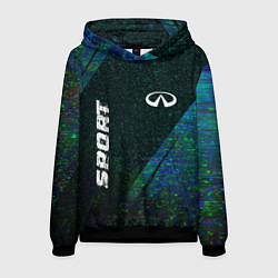 Толстовка-худи мужская Infiniti sport glitch blue, цвет: 3D-черный