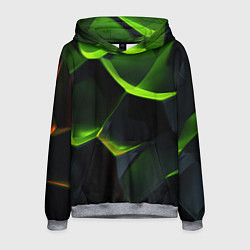 Толстовка-худи мужская Green neon abstract geometry, цвет: 3D-меланж