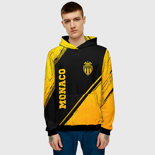 Мужская толстовка Monaco - gold gradient вертикально / 3D-Черный – фото 3