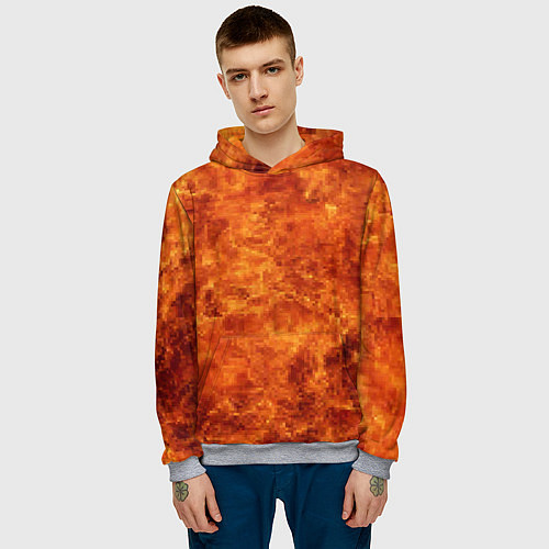 Мужская толстовка Пламя 8бит текстура / 3D-Меланж – фото 3
