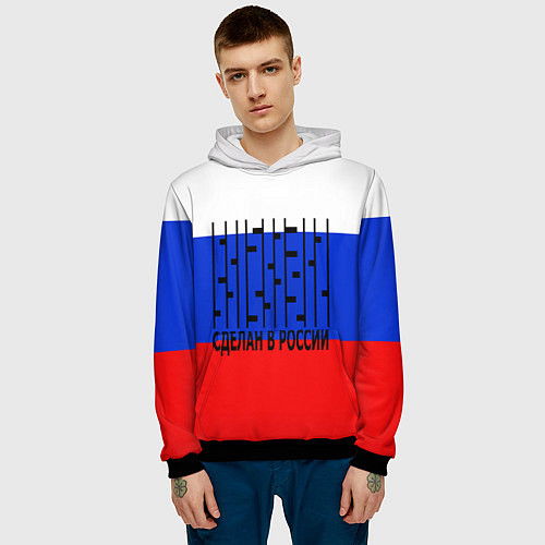 Мужская толстовка Made in russia man x / 3D-Черный – фото 3