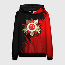 Толстовка-худи мужская Велика отечественная - красный градиент, цвет: 3D-черный