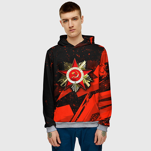 Мужская толстовка Великая отечественная - красная абстракция / 3D-Меланж – фото 3