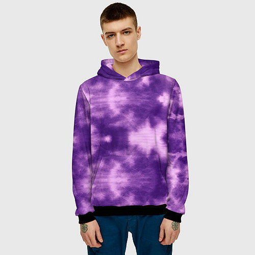 Мужская толстовка Фиолетовый тайдай / 3D-Черный – фото 3