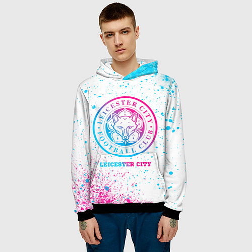 Мужская толстовка Leicester City neon gradient style / 3D-Черный – фото 3