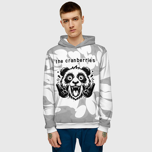 Мужская толстовка The Cranberries рок панда на светлом фоне / 3D-Белый – фото 3