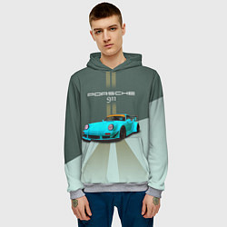 Толстовка-худи мужская Порше 911 спортивный немецкий автомобиль, цвет: 3D-меланж — фото 2