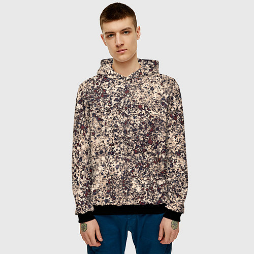 Мужская толстовка Абстракция земляной с красным / 3D-Черный – фото 3
