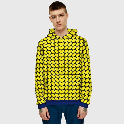 Мужская толстовка Жёлтые лепестки шестиугольники / 3D-Синий – фото 3