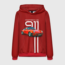 Толстовка-худи мужская Порше спортивный немецкий автомобиль, цвет: 3D-красный