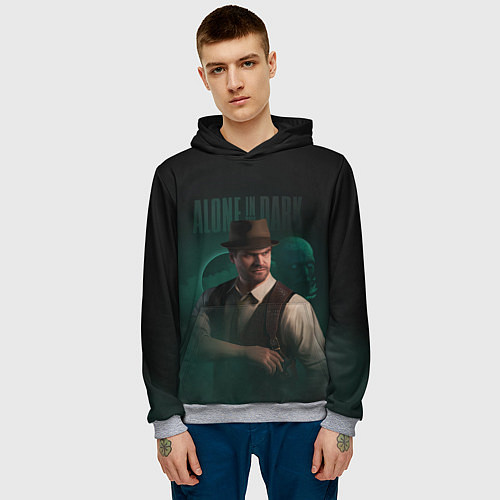 Мужская толстовка Alone in the dark - Edward Carnby / 3D-Меланж – фото 3