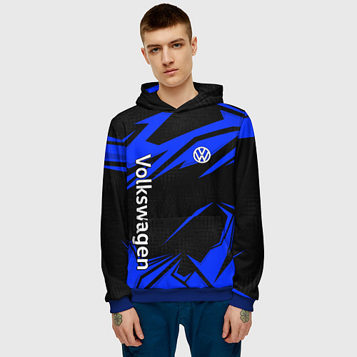 Мужская толстовка Volkswagen - blue stripes / 3D-Синий – фото 3