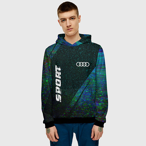 Мужская толстовка Audi sport glitch blue / 3D-Черный – фото 3