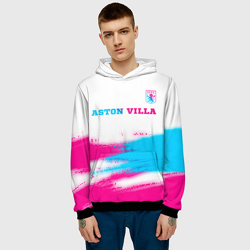 Мужская толстовка Aston Villa neon gradient style посередине / 3D-Черный – фото 3