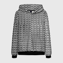 Толстовка-худи мужская Чёрно-белые волнистые линии, цвет: 3D-черный