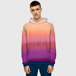 Толстовка-худи мужская Абстракция градиент на закате дня, цвет: 3D-синий — фото 2