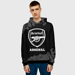 Толстовка-худи мужская Arsenal sport на темном фоне, цвет: 3D-черный — фото 2