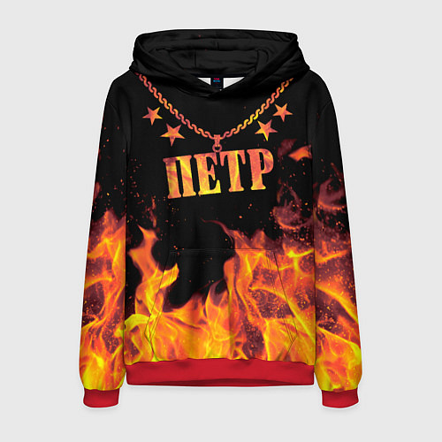 Мужская толстовка Петр - имя в огне / 3D-Красный – фото 1