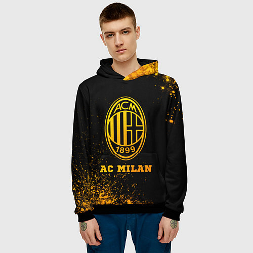 Мужская толстовка AC Milan - gold gradient / 3D-Черный – фото 3