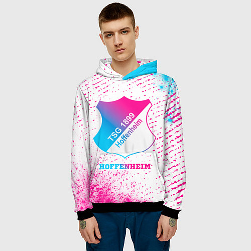 Мужская толстовка Hoffenheim neon gradient style / 3D-Черный – фото 3