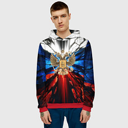 Толстовка-худи мужская Герб России триколор, цвет: 3D-красный — фото 2