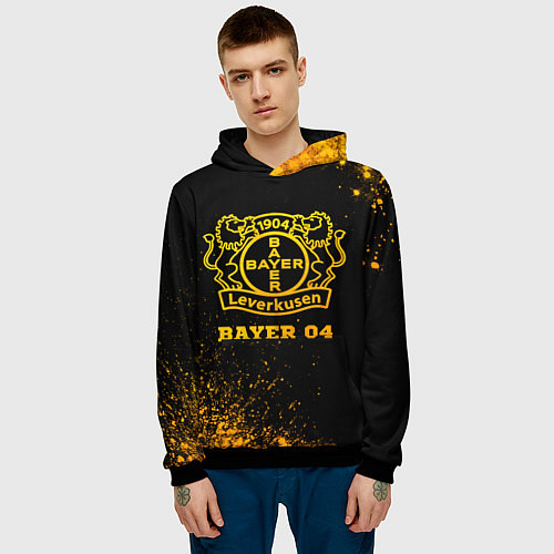 Мужская толстовка Bayer 04 - gold gradient / 3D-Черный – фото 3