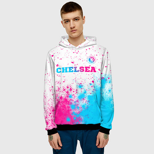 Мужская толстовка Chelsea neon gradient style посередине / 3D-Черный – фото 3