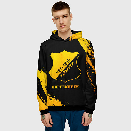 Мужская толстовка Hoffenheim - gold gradient / 3D-Черный – фото 3