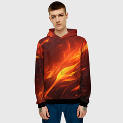 Толстовка-худи мужская Яркие языки пламени, цвет: 3D-черный — фото 2