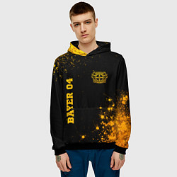 Толстовка-худи мужская Bayer 04 - gold gradient вертикально, цвет: 3D-черный — фото 2