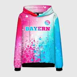 Толстовка-худи мужская Bayern neon gradient style посередине, цвет: 3D-черный